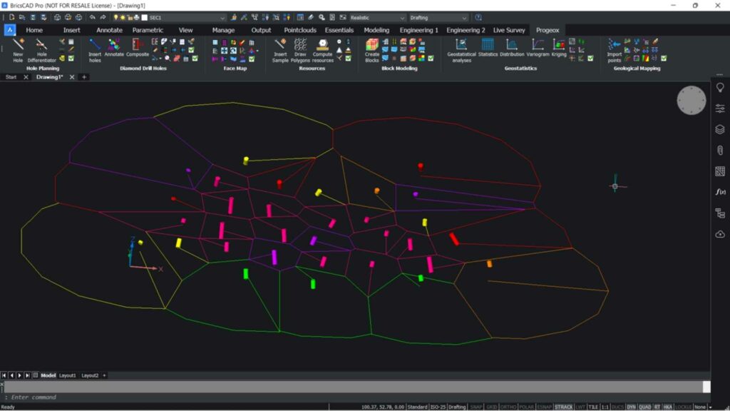 Resource polygons of samples of different grades