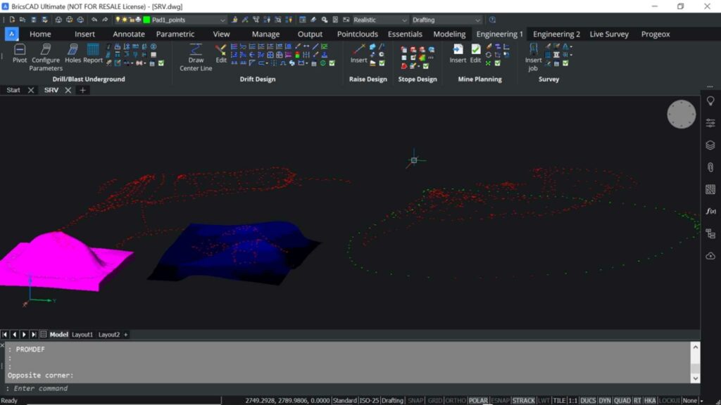 Imoprted survey data of surfaces