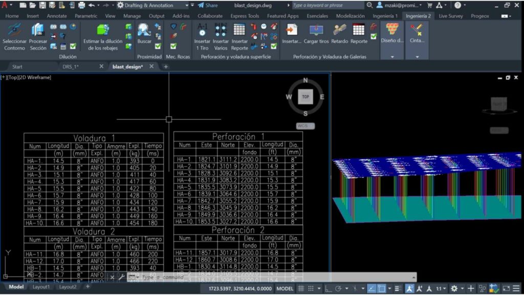 A surface drill and blast 3D pattern with summary reports