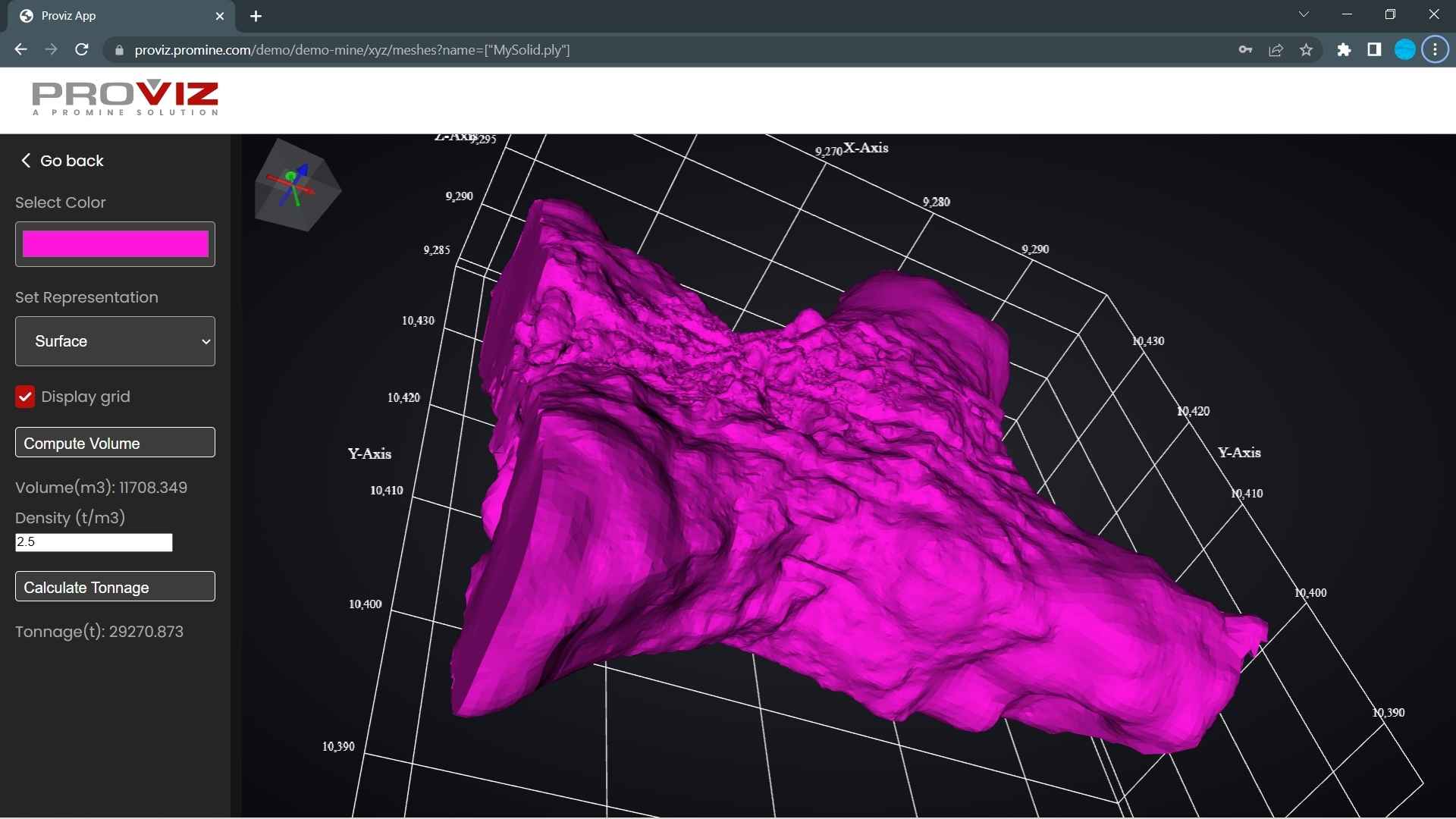 A point cloud image in the interface of Proviz - Promine image